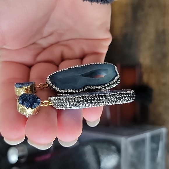 BaubleBar Blue Drusy Earrings - Picture 2 of 3